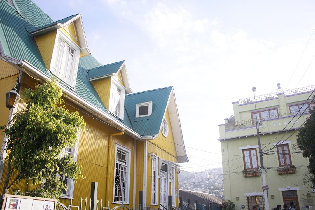 Colorful hillside houses and stairways in Valparaiso, Chile