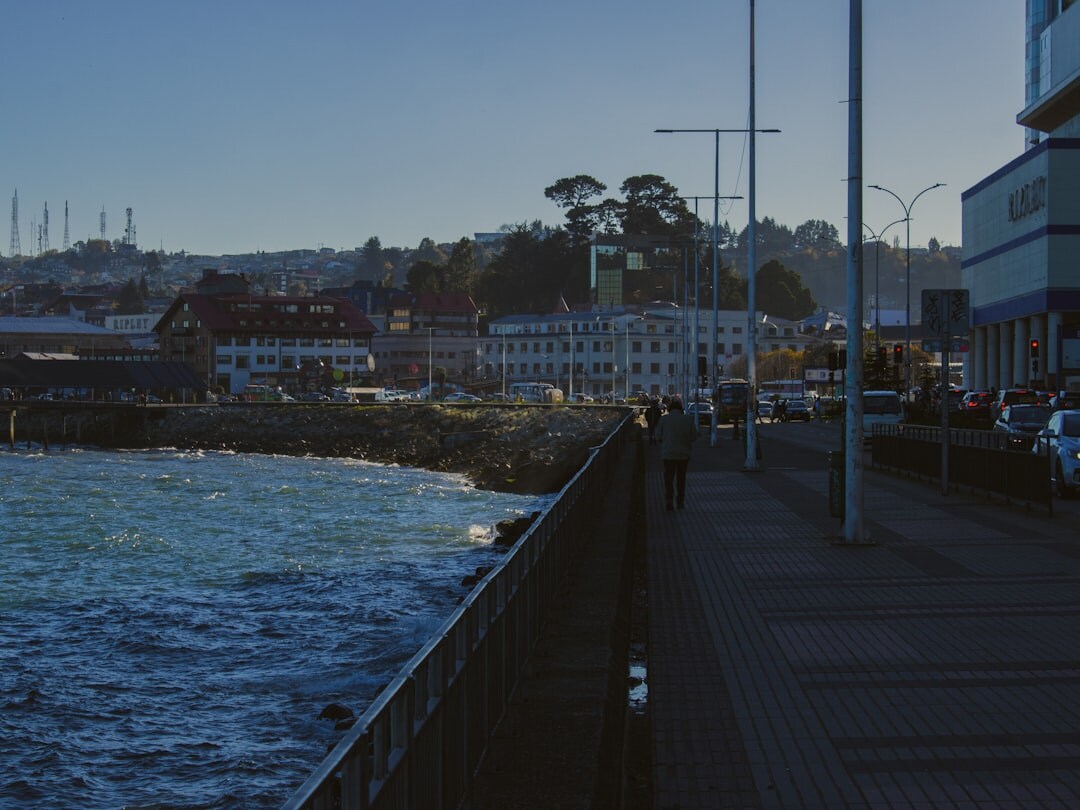 Waterfront houses on stilts in Puerto Montt, Chile